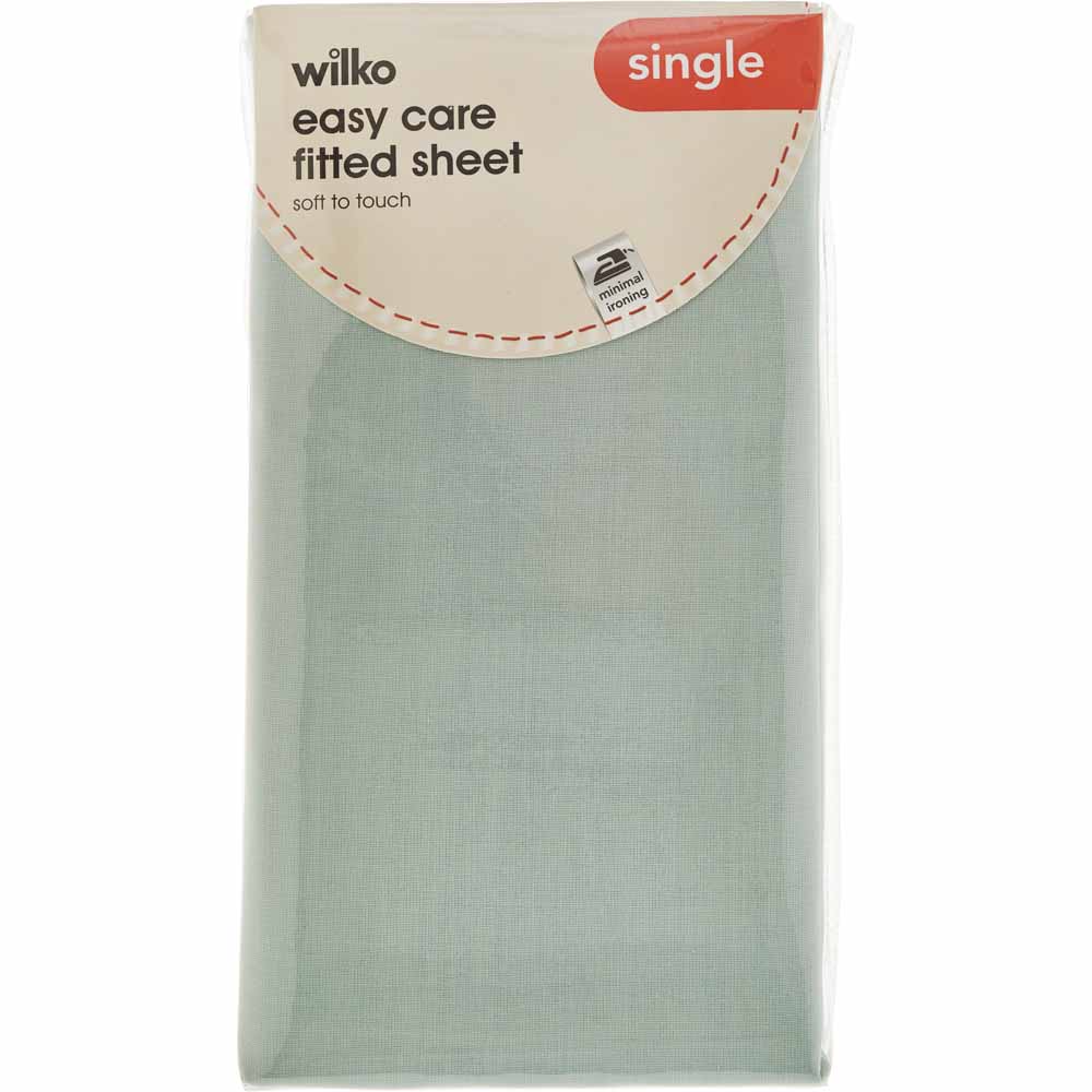 Wilko Easy Care Eau de Nil Single Fitted Sheet Image 2