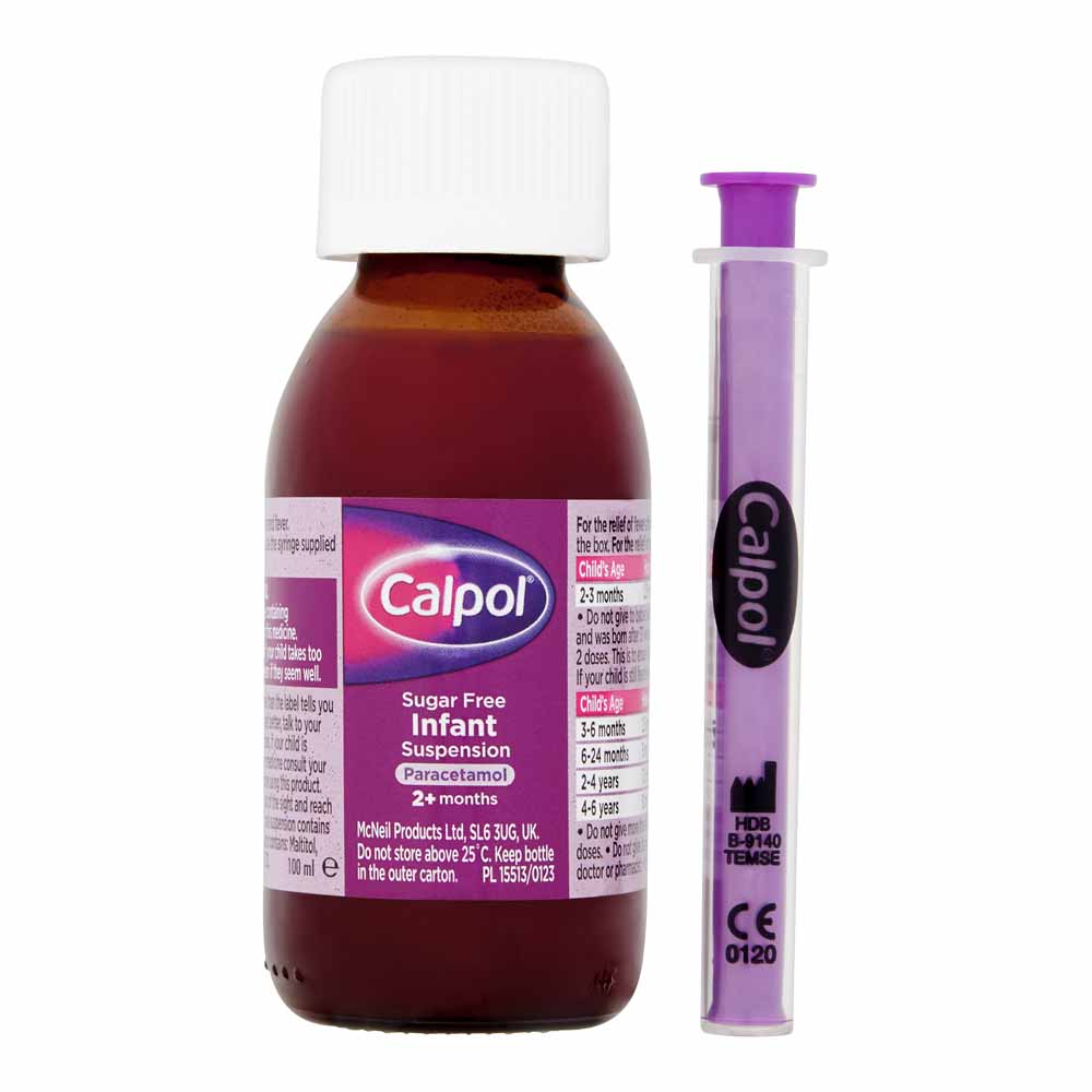 Calpol Sugar Free Infant Paracetamol Suspension Strawberry Flavour 2+ months 100ml Image 2