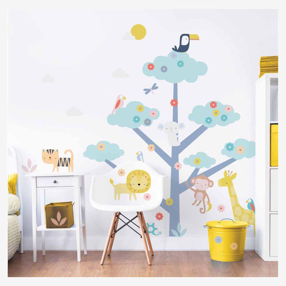 Walltastic Safari Animals Large Character Tree Wall Stickers 47 Pack