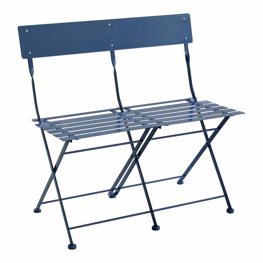 Charles Bentley Folding Metal Bench Navy Grey  - wilko  - Garden & Outdoor Create a relaxing retreat in your back garden with this Charles Bentley navy grey 2 seater folding bistro bench. Crafted with a strong steel frame, this folding metal bench is finished in a modern navy tone. Perfect for a patio, this compact bench is easy to fold, carry and store away. Dimensions: H82 x L82 x W45cm Charles Bentley Folding Metal Bench Navy Grey . Garden Furniture