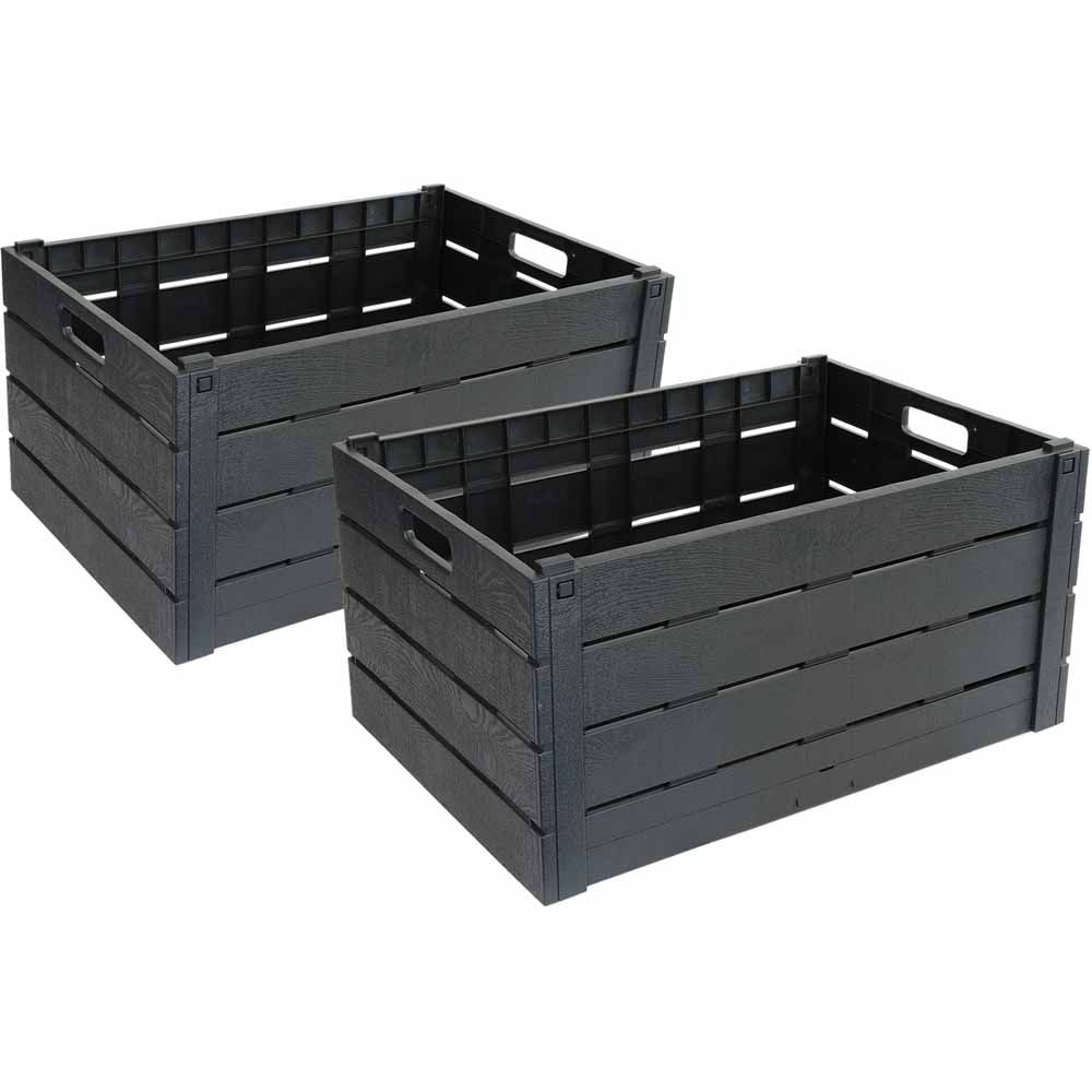 Charles Bentley Strata Pair of Plastic Foldable Crates Image 1