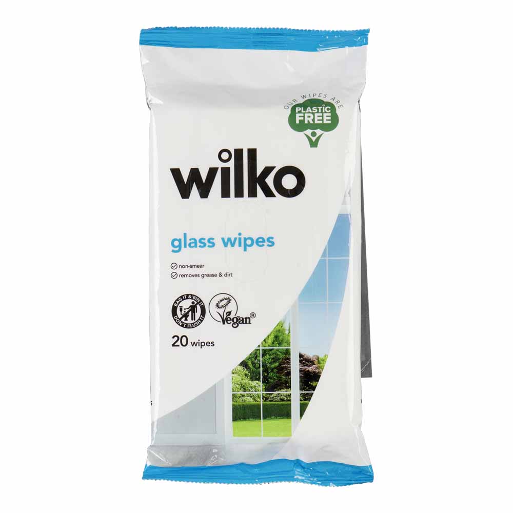 Wilko Plastic Free Glass Wipes 20pk Image 1