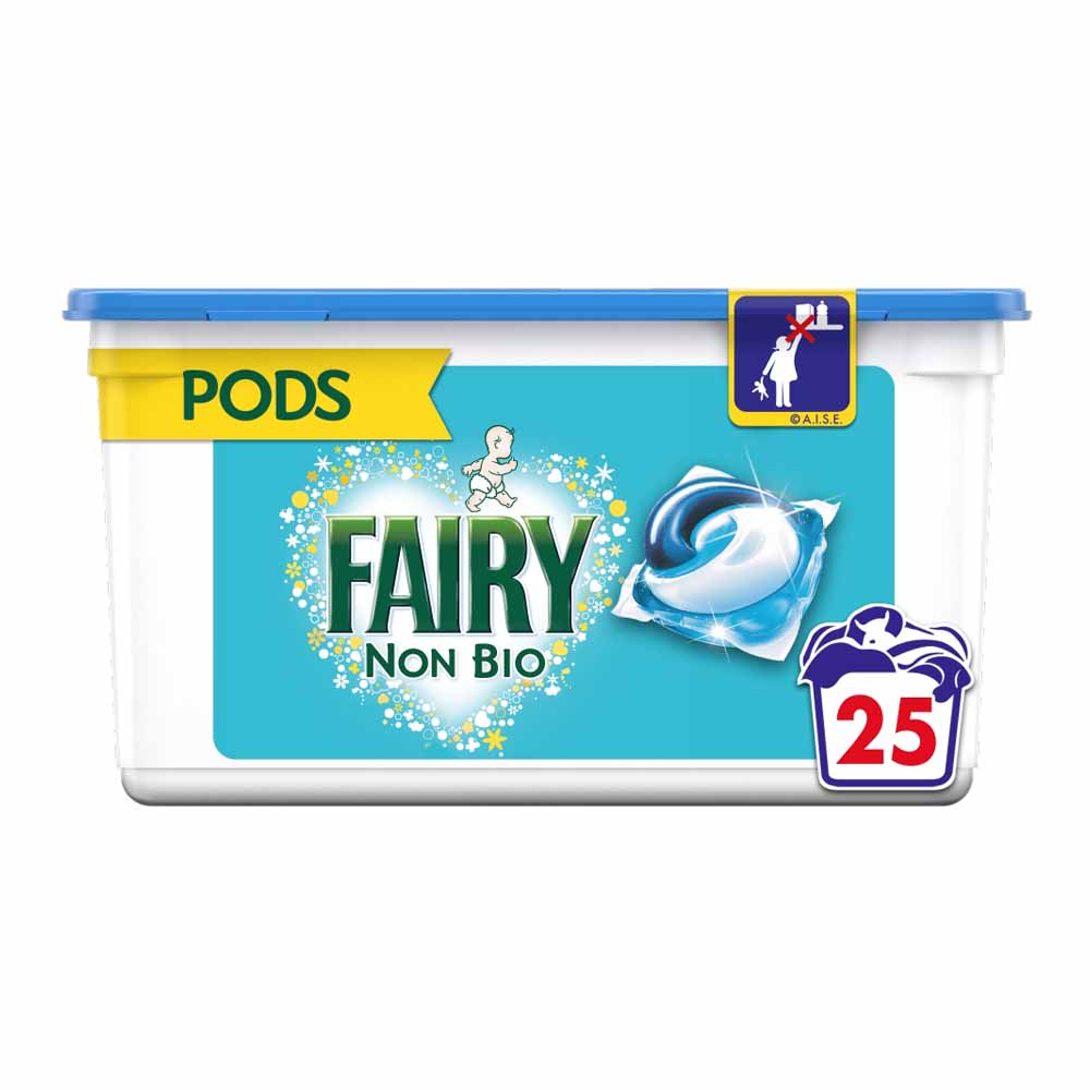 Fairy Non Bio Pods Washing Liquid Capsules for Sensitive Skin 25 Washes Image 1