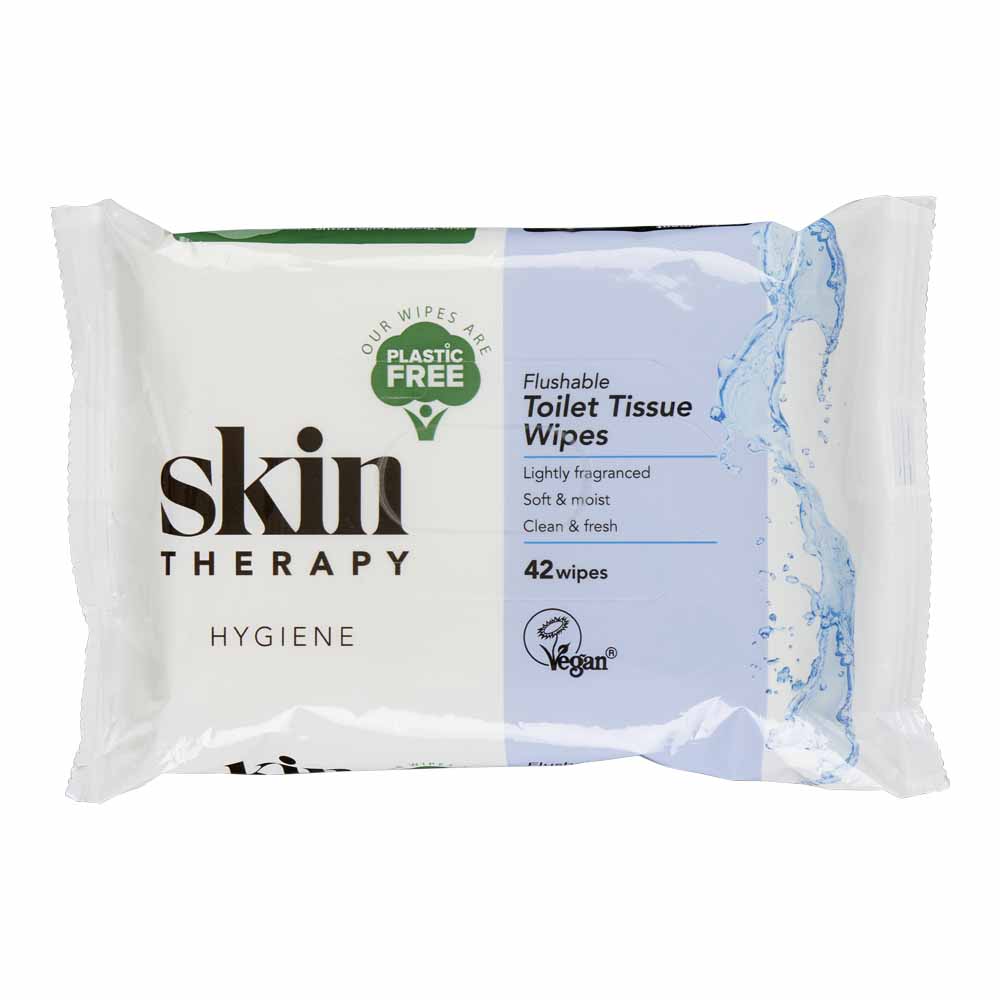 Skin Therapy Plastic Free Toilet Tissue Wipes 42pk Wetlaid, 35PE/12PET Foil  - wilko