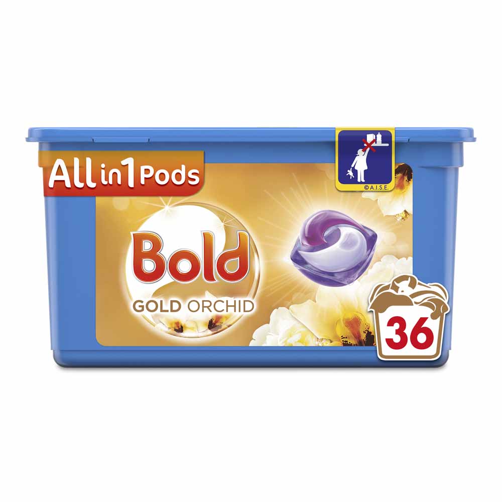 Bold All-in-1 Pods Washing Liquid Capsules Gold Orchid 36 washes Image 1