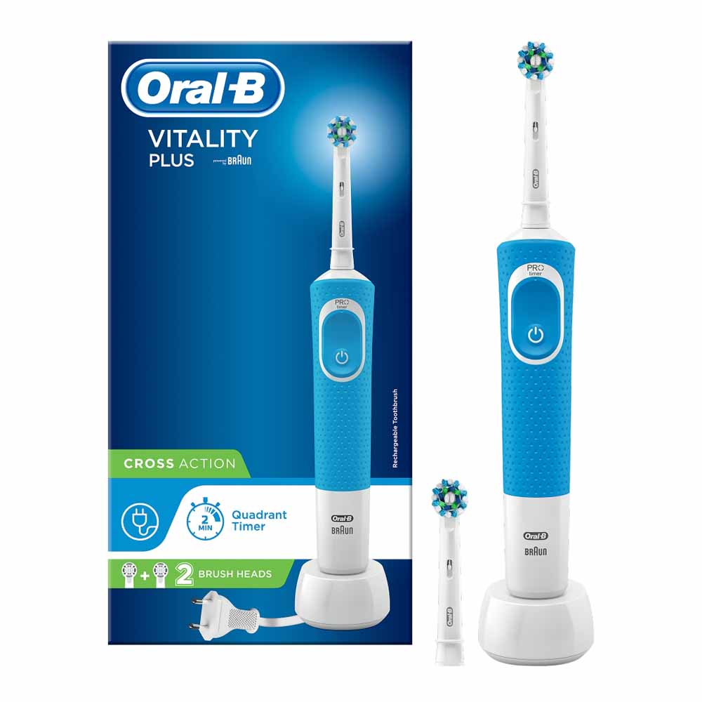 Oral-B Vitality Plus Cross Action Blue Electric Rechargeable Toothbrush Image 1