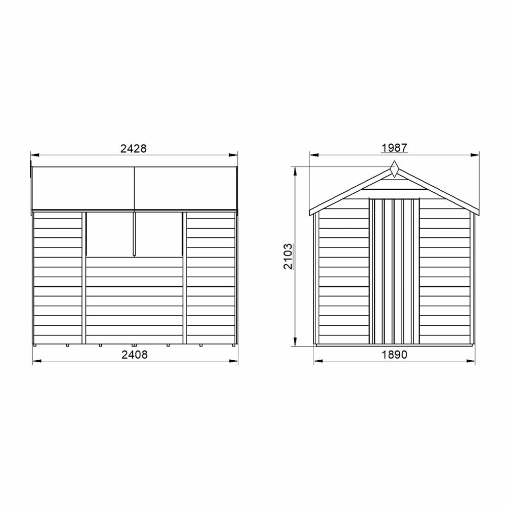 Forest Garden 8 x 6ft Overlap Dip Treated Apex Garden Shed Image 7