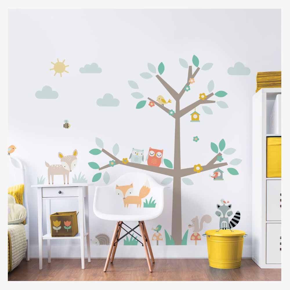 Walltastic Woodland Tree and Friends Large Character Tree Wall Stickers 70 Pack