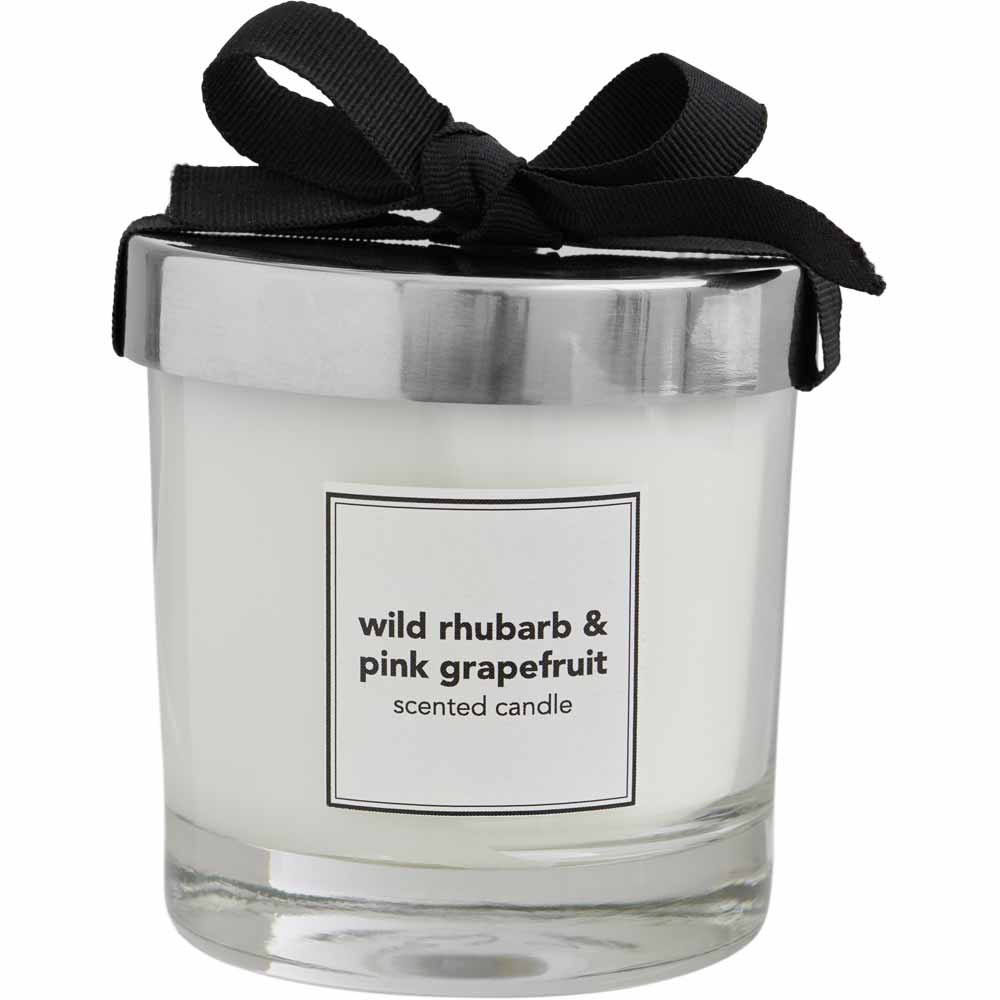 Wilko Premium Single Wick Candle -Rhubarb & Grapefruit Image 1