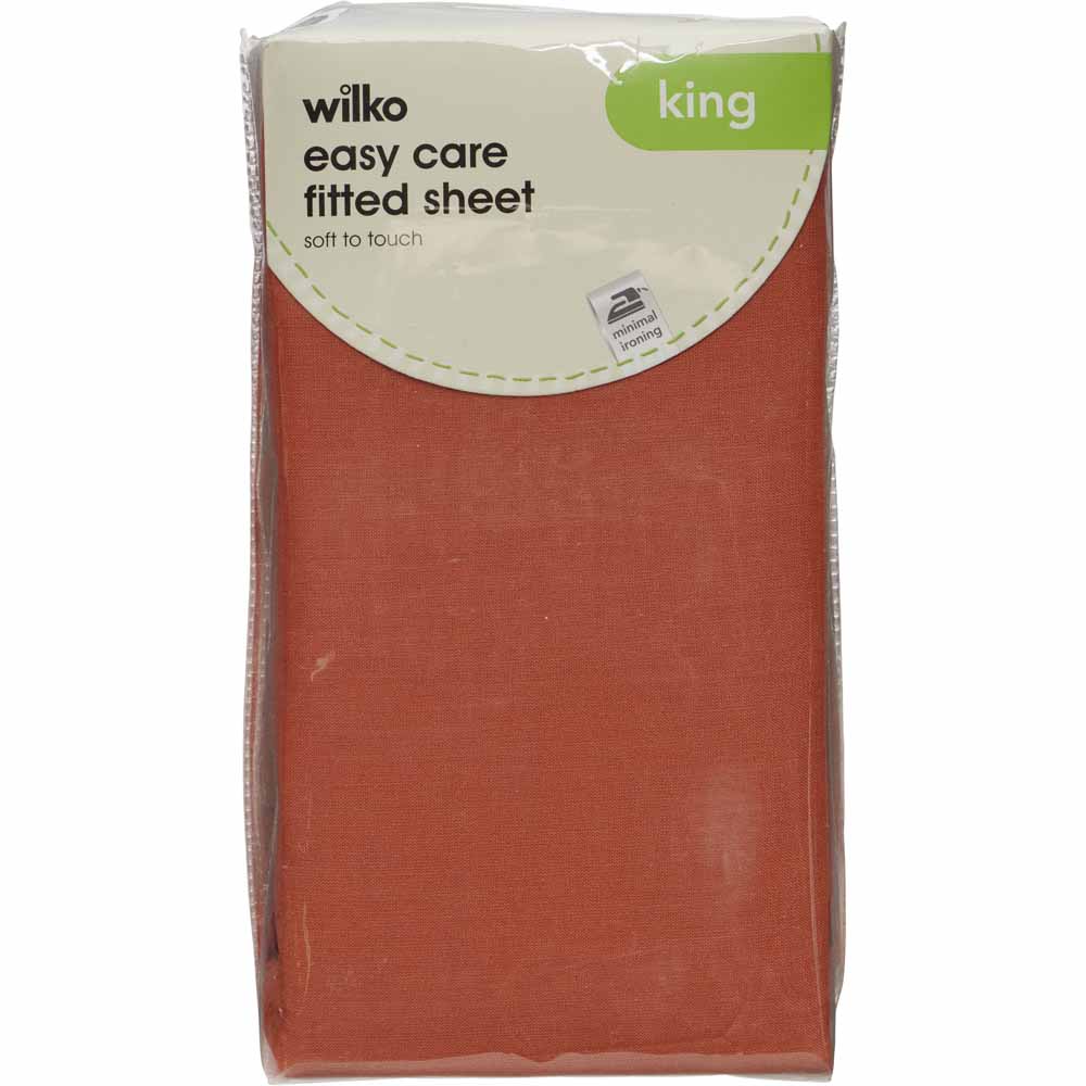 Wilko Terracotta Fitted Sheet King Size Image 2