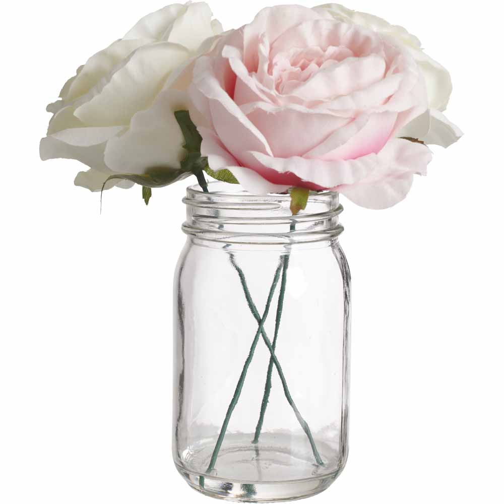 Wilko Pink Roses in Cut Glass Bud Vase Image