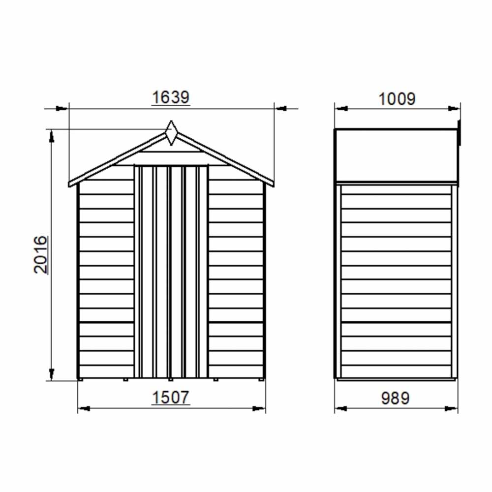 Forest Garden 5 x 3ft Windowless Overlap Dip Treated Apex Garden Shed Image 7