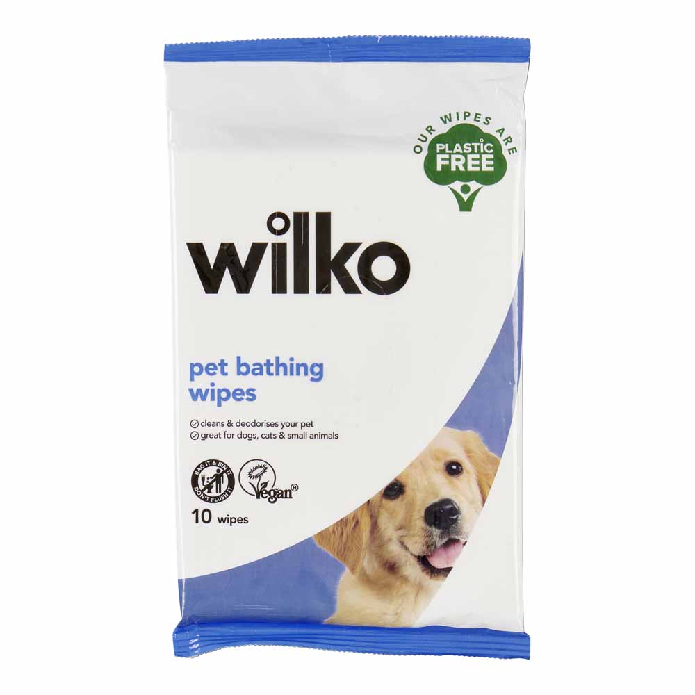 Wilko Plastic Free Pet Bathing Wipes 10pk Image 1