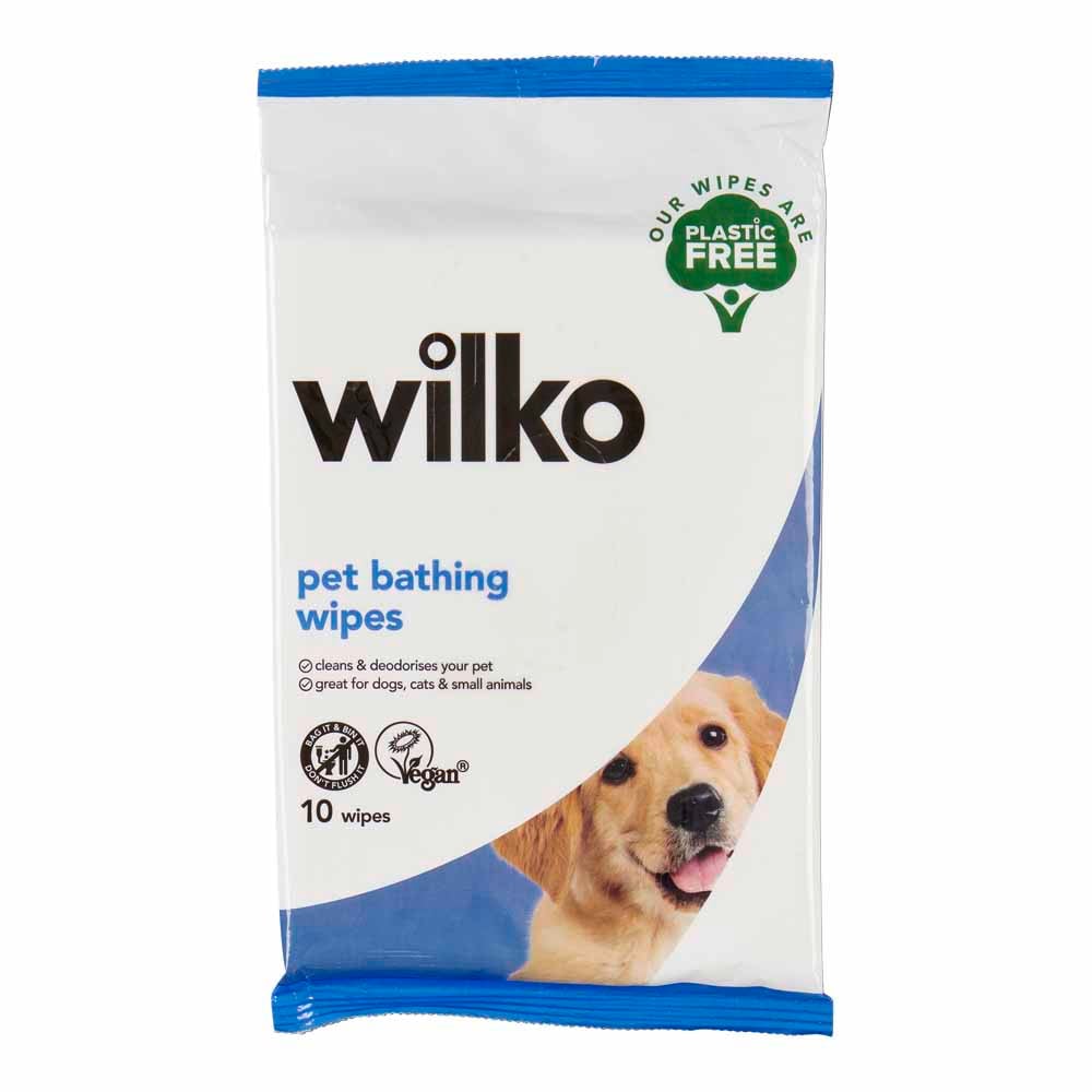 Wilko Plastic Free Pet Bathing Wipes 10pk Image 1