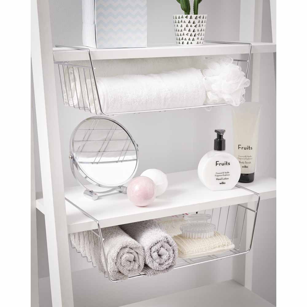 Wilko Chrome Shelf Storage Basket 2 Pk Wilko