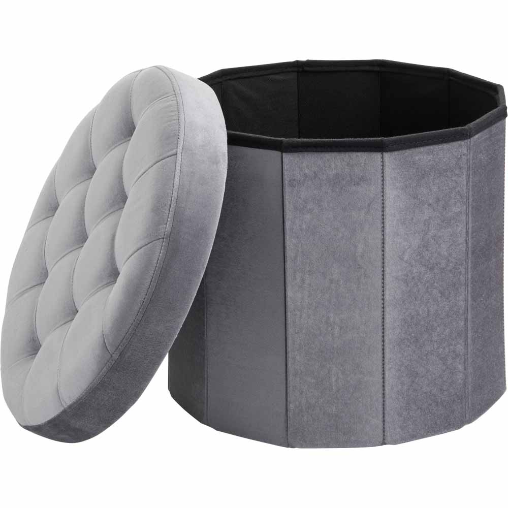 Wilko Grey Foldable Round Storage Stool Image 3