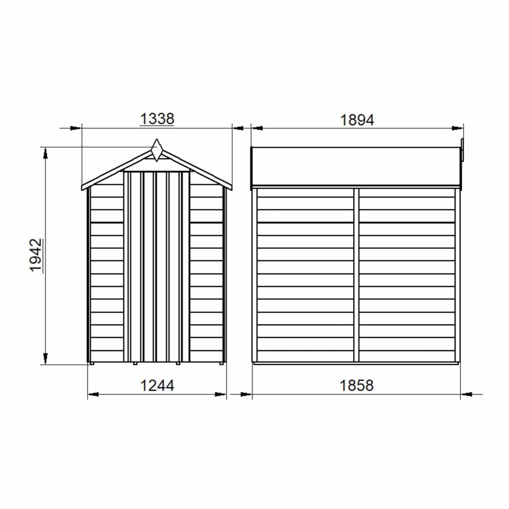 Forest Garden 6 x 4ft Windowless Overlap Dip Treated Apex Garden Shed Image 7