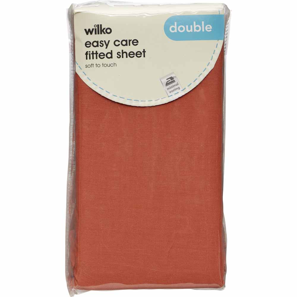 Wilko Terracotta Fitted Sheet Double Image 2