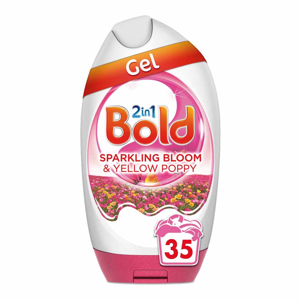 Bold 2 in 1 Sparkling Bloom and Poppy Washing Liquid Gel 35 Washes 1.295L Image 1