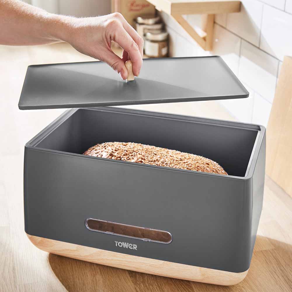 Tower Scandi Bread Bin Grey Wilko