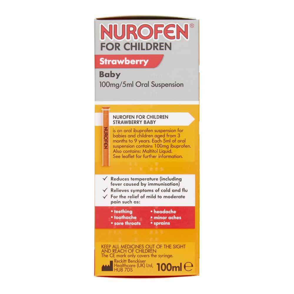 Nurofen for Children 3+ months Ibuprofen Oral Suspension Strawberry 100ml Image 5