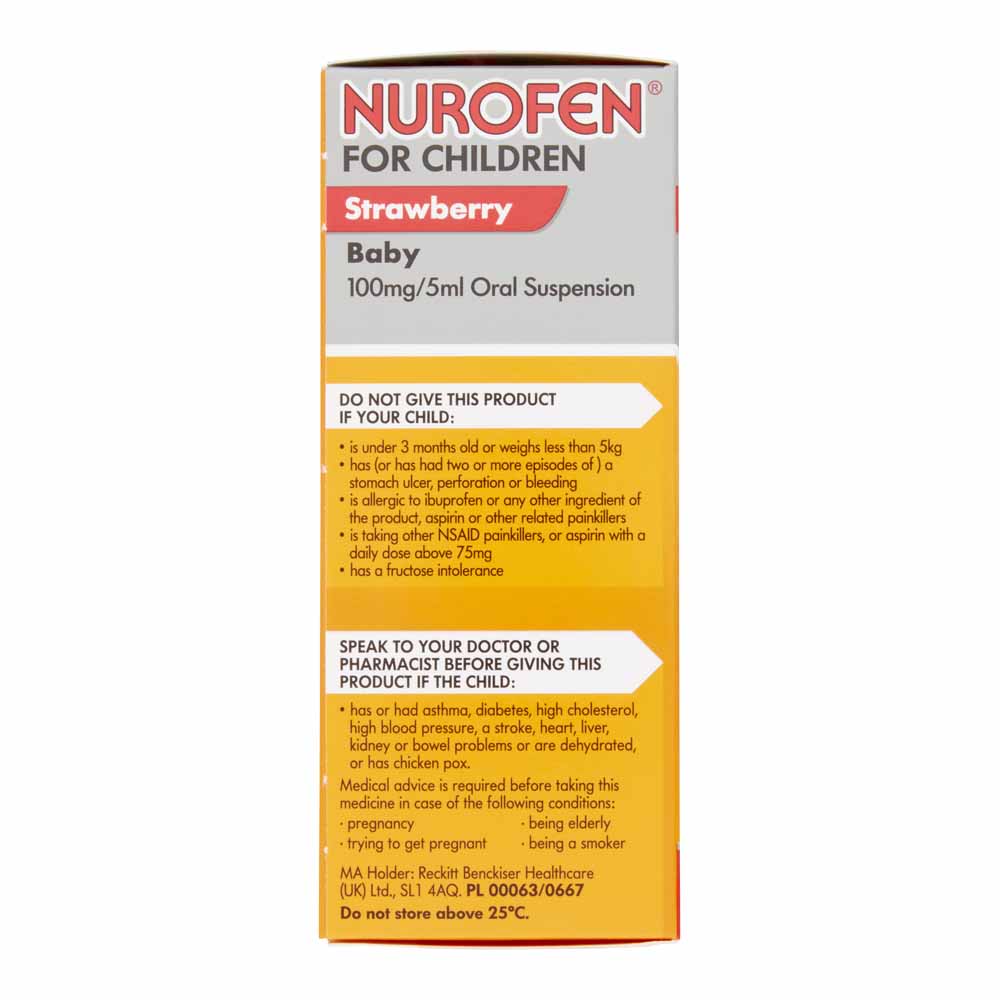 Nurofen for Children 3+ months Ibuprofen Oral Suspension Strawberry 100ml Image 3