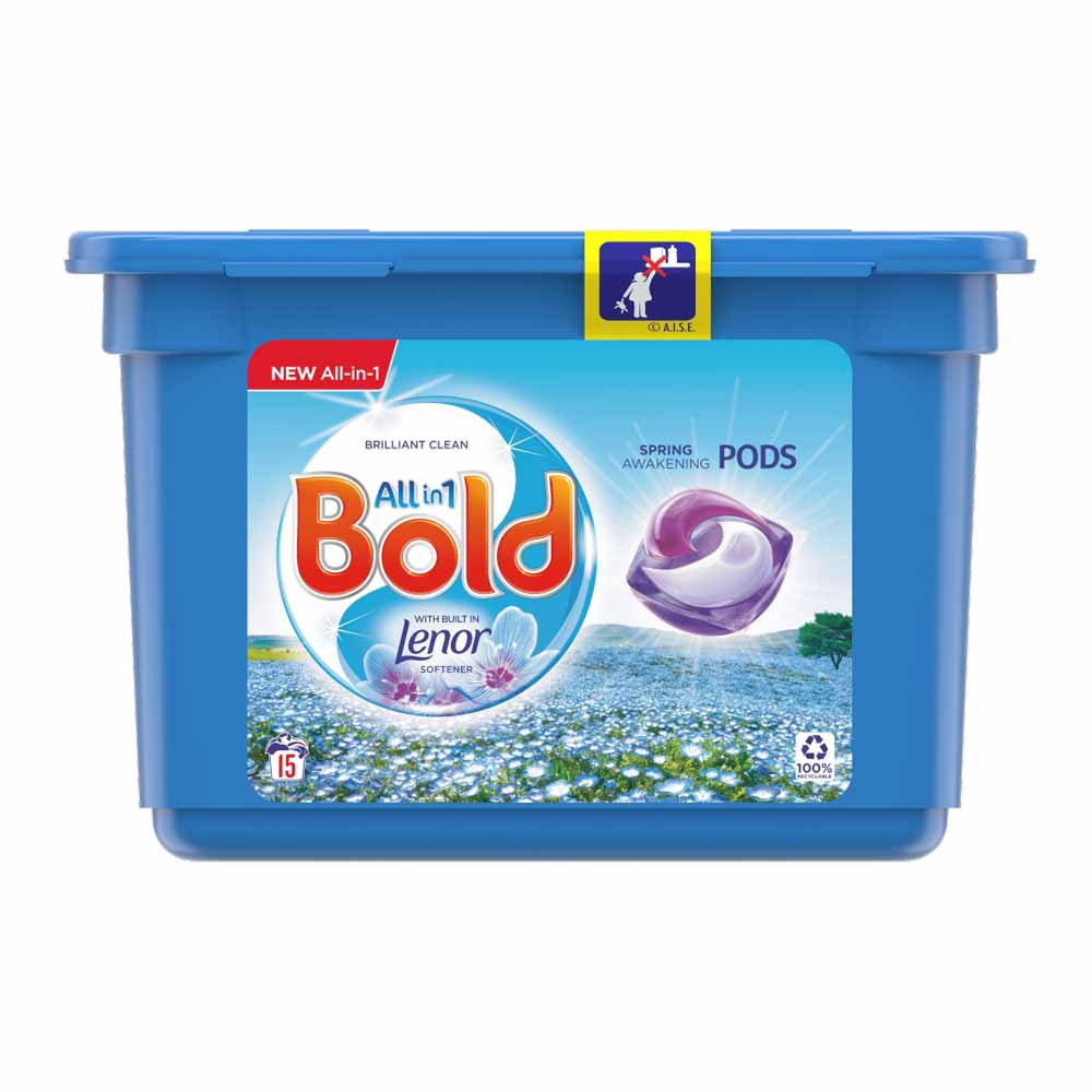 Bold All-in-1 Pods Washing Liquid Capsules Spring Awakening 15 Washes Image 1