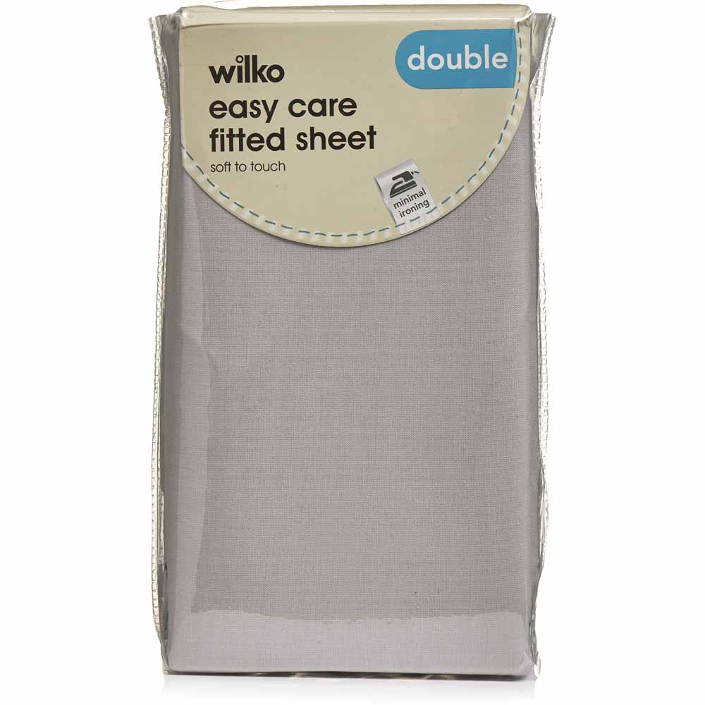 Wilko Easy Care Silver Double Fitted Sheet Wilko