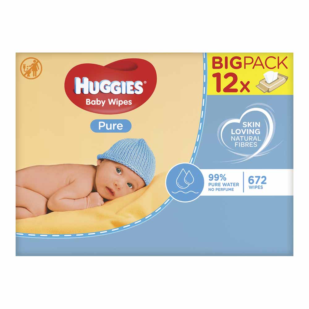 Huggies Pure Wipes 12 Pack Wilko