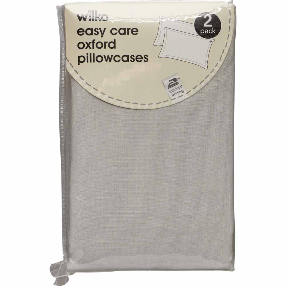 Wilko Silver Oxford Pillowcase Pack of 2 Image 3