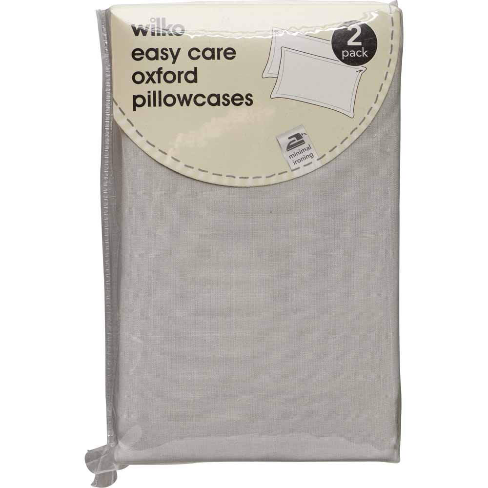 Wilko Silver Oxford Pillowcase Pack of 2 Wilko