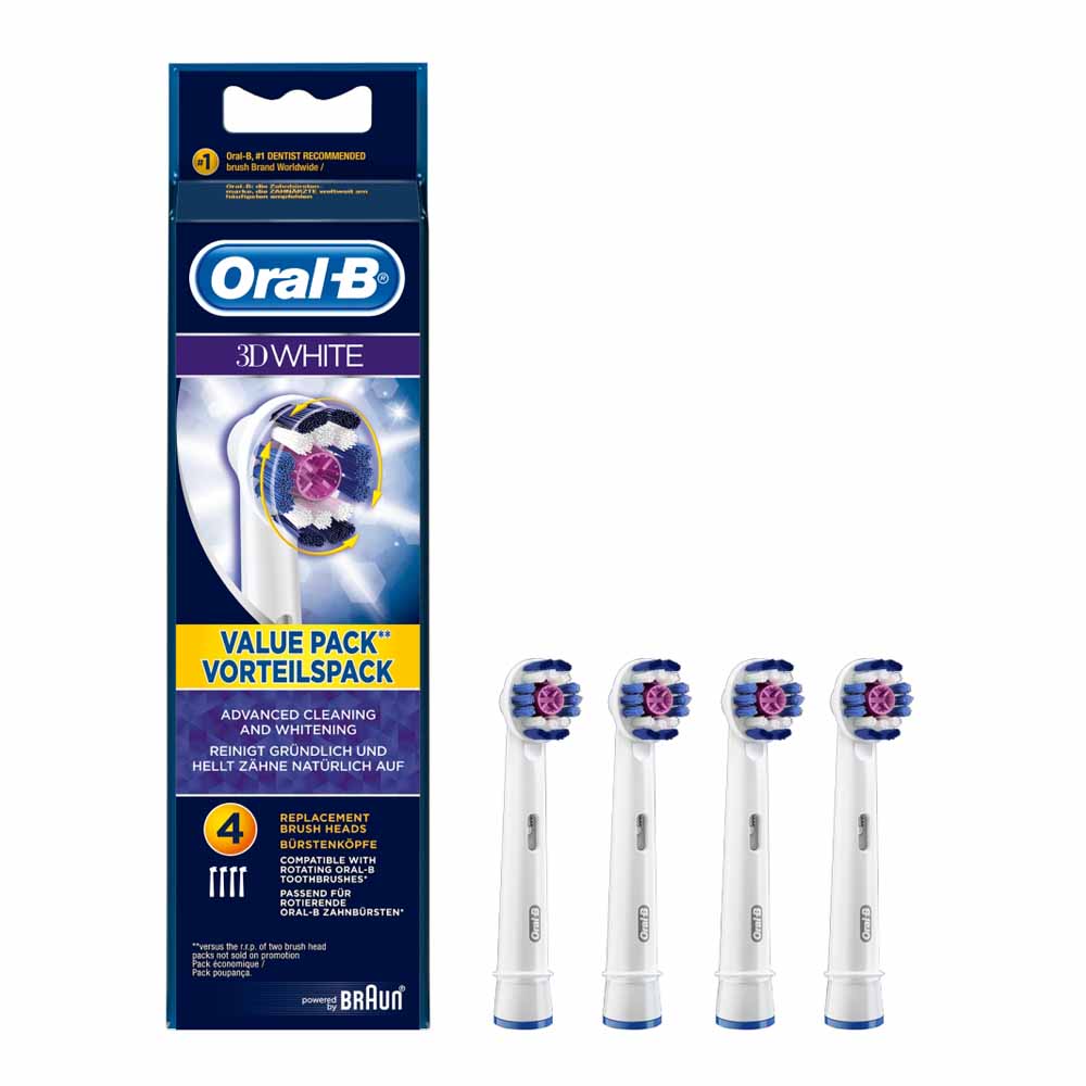 OralB Power Electric Toothbrush Heads 3D White 4 pack Wilko