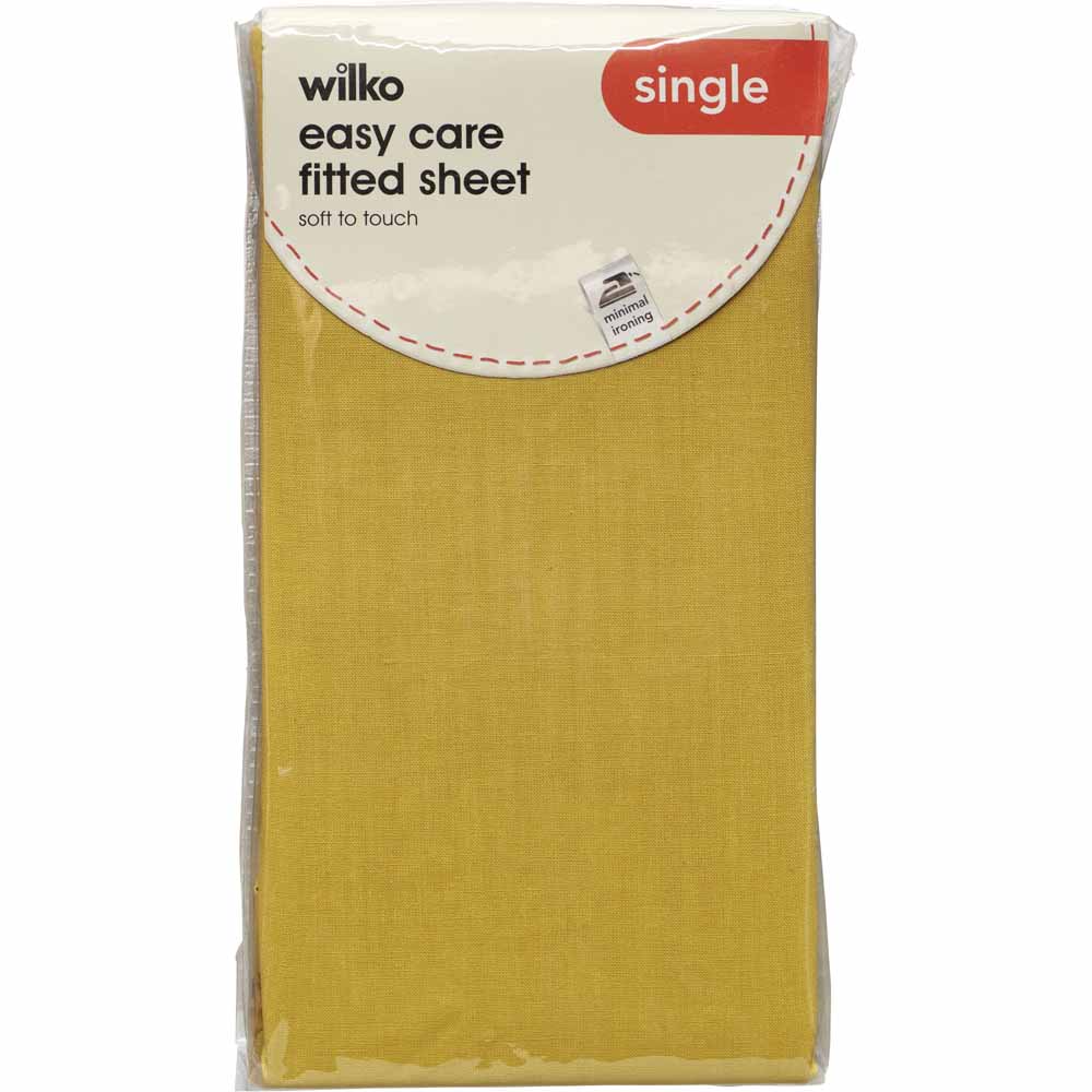Wilko Single Mustard Fitted Bed Sheet Image 3