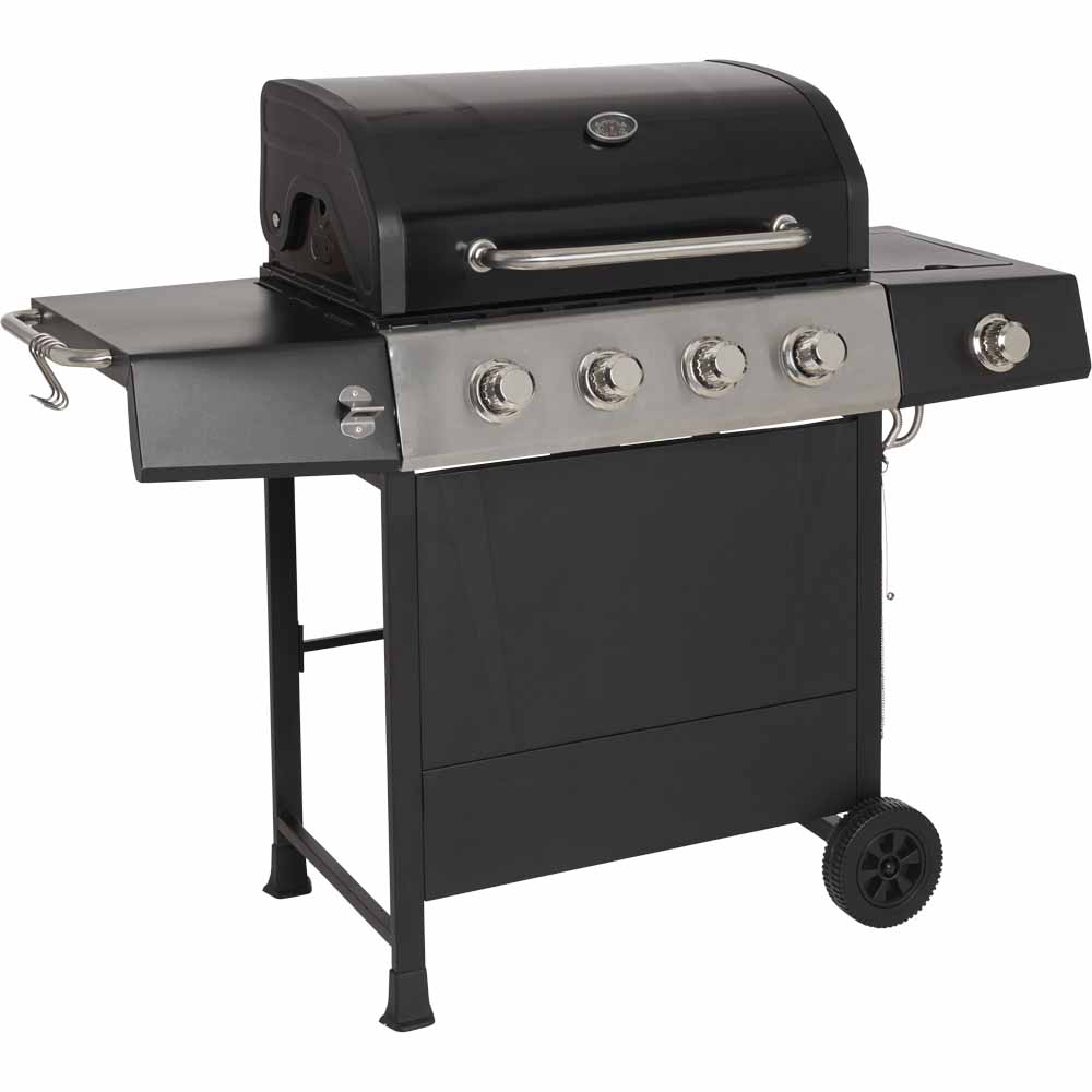 Wilko 4 Burner Gas BBQ Black Image 1
