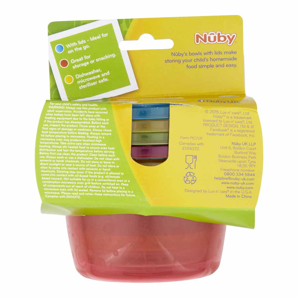 Nuby Large Feeding Bowls with Lids 4 pack Image 2
