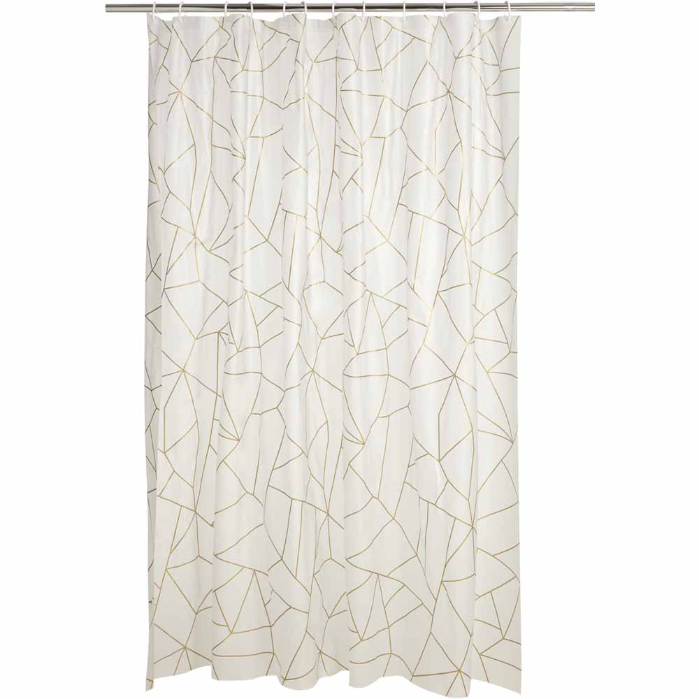 Wilko Gold Triangular Shower Curtain, White Gold Shower Curtain