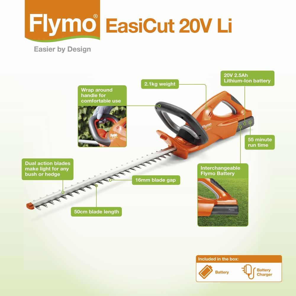 Flymo EasiCut 20V Cordless Hedge Trimmer Image 8