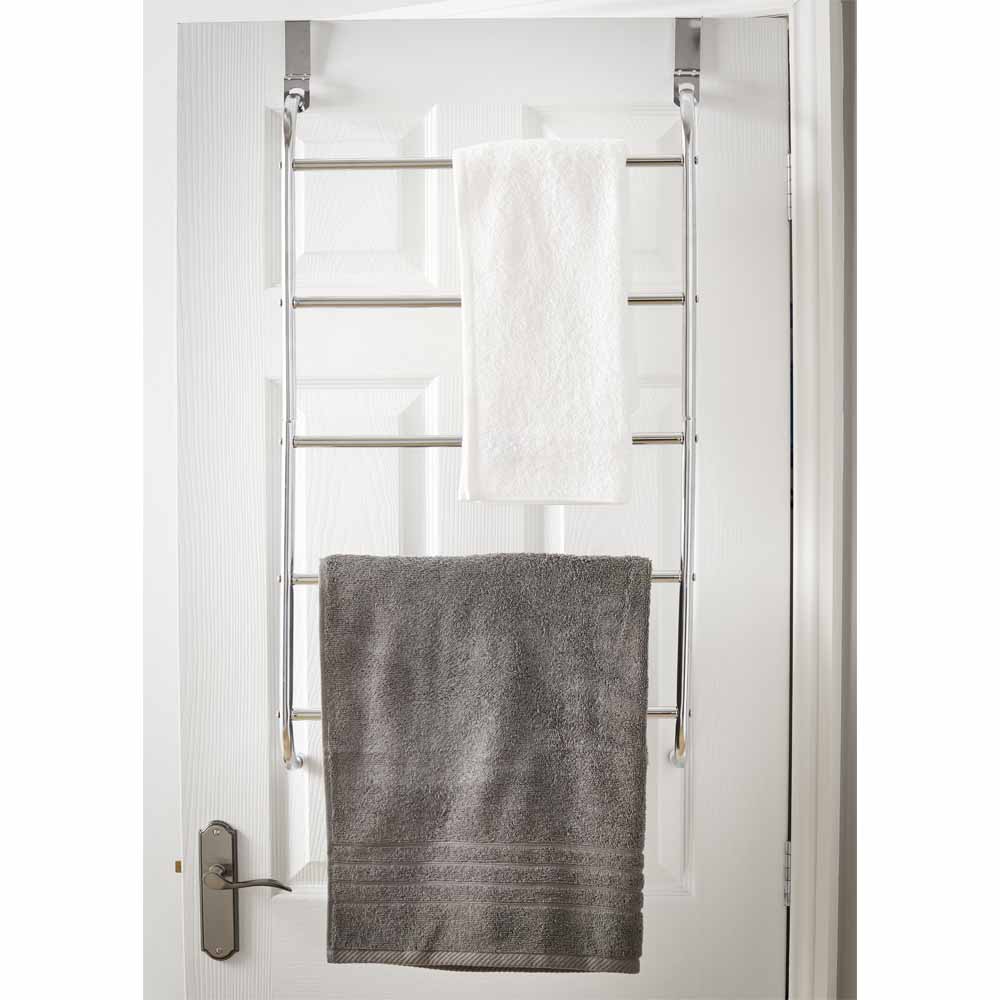 3 Rung Metal Hanging Towel Rail Chrome Silver WATSONS OVERDOOR 