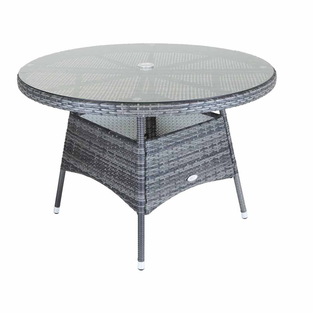 Charles Bentley Rattan 6 Seater Dining Table Grey Image 2