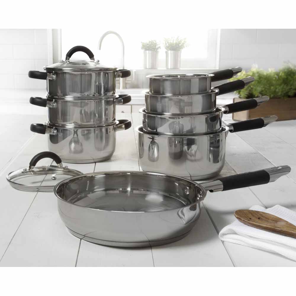 Tower S/S Pan Set 8 Piece Wilko