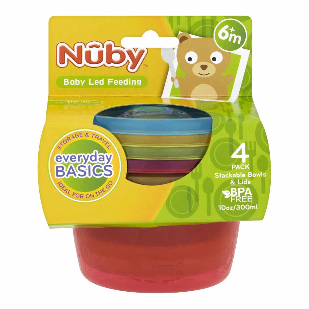 Nuby Large Feeding Bowls with Lids 4 pack Image 1