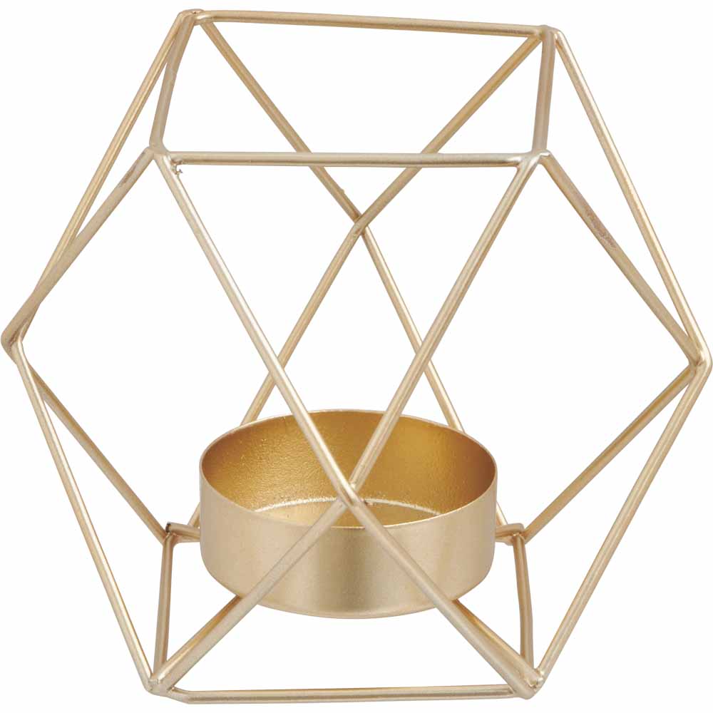 Wilko Gold Geo Metal Tealight Holder Wilko