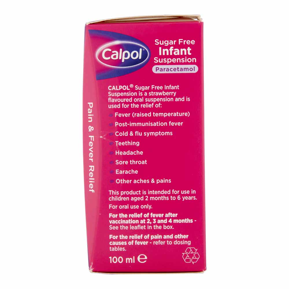 Calpol Sugar Free Infant Paracetamol Suspension Strawberry Flavour 2+ months 100ml Image 5