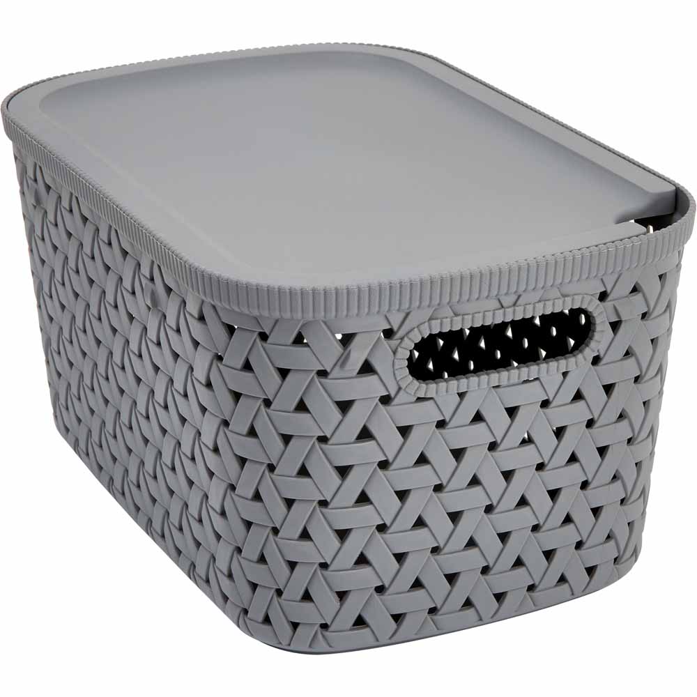 Wilko Grey Small Decorative Storage Box, Grey Storage Boxes With Lids
