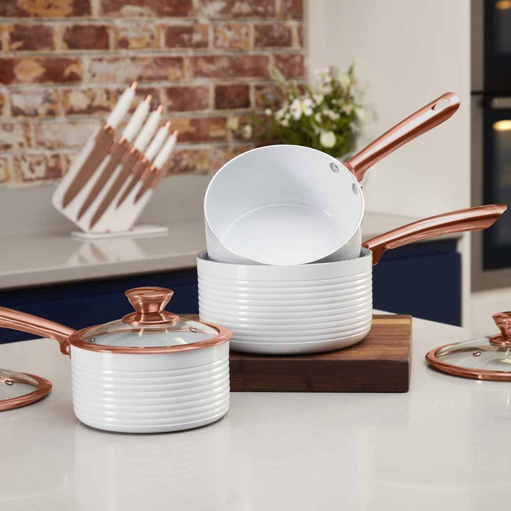 Tower Linear Pan Set 3pc Rose Gold/White Wilko