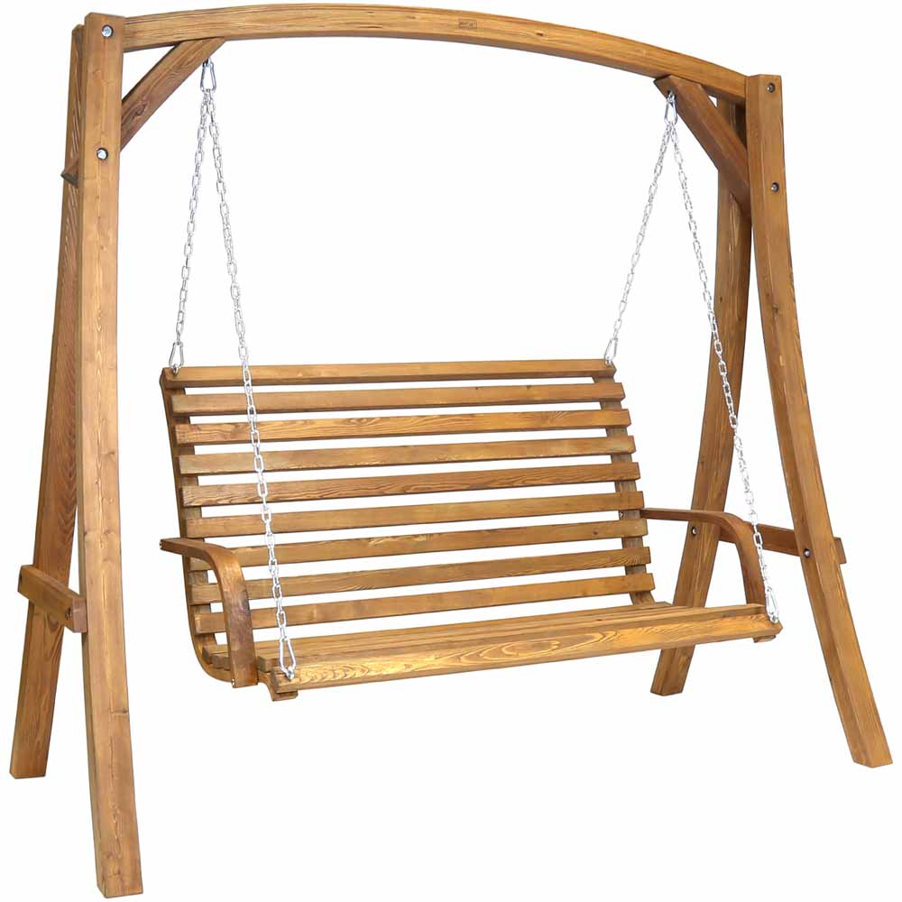 Charles Bentley 3 Seater Wooden Garden Swing Chair Image 1