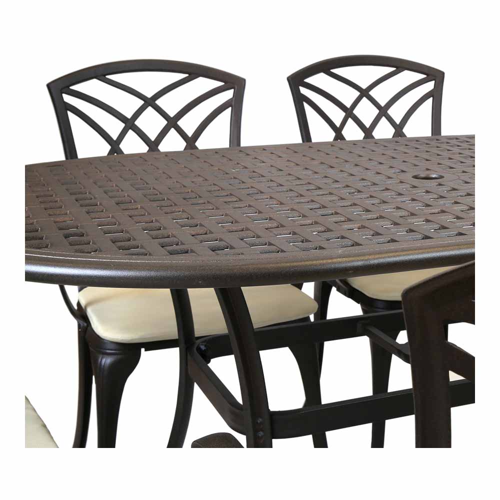 Charles Bentley Cast Aluminium 6 Seater Oval Dining Set Image 3