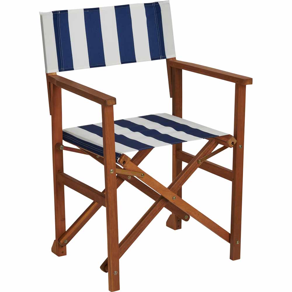 Wilko Director Chair Blue Stripe 2 pack Image 1