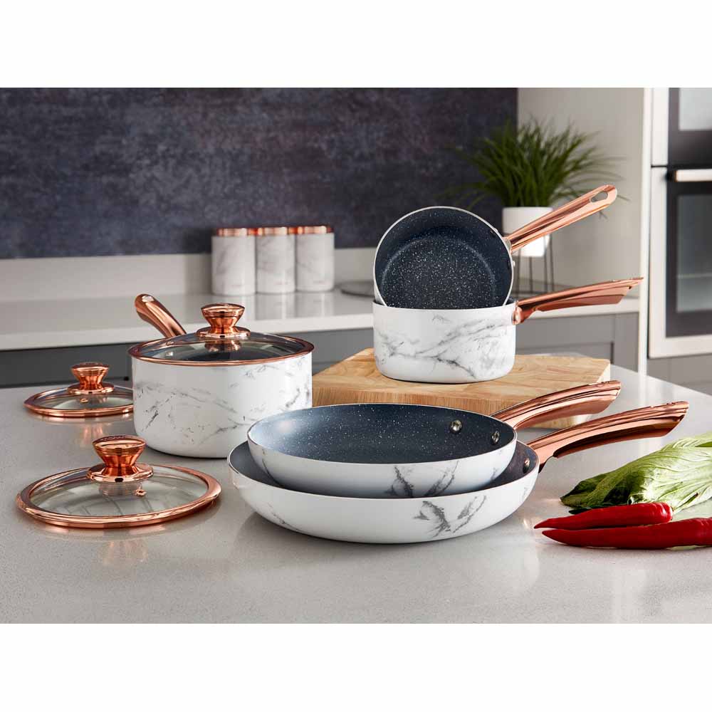 Tower NonStick Pan Set 5pce Marble Wilko