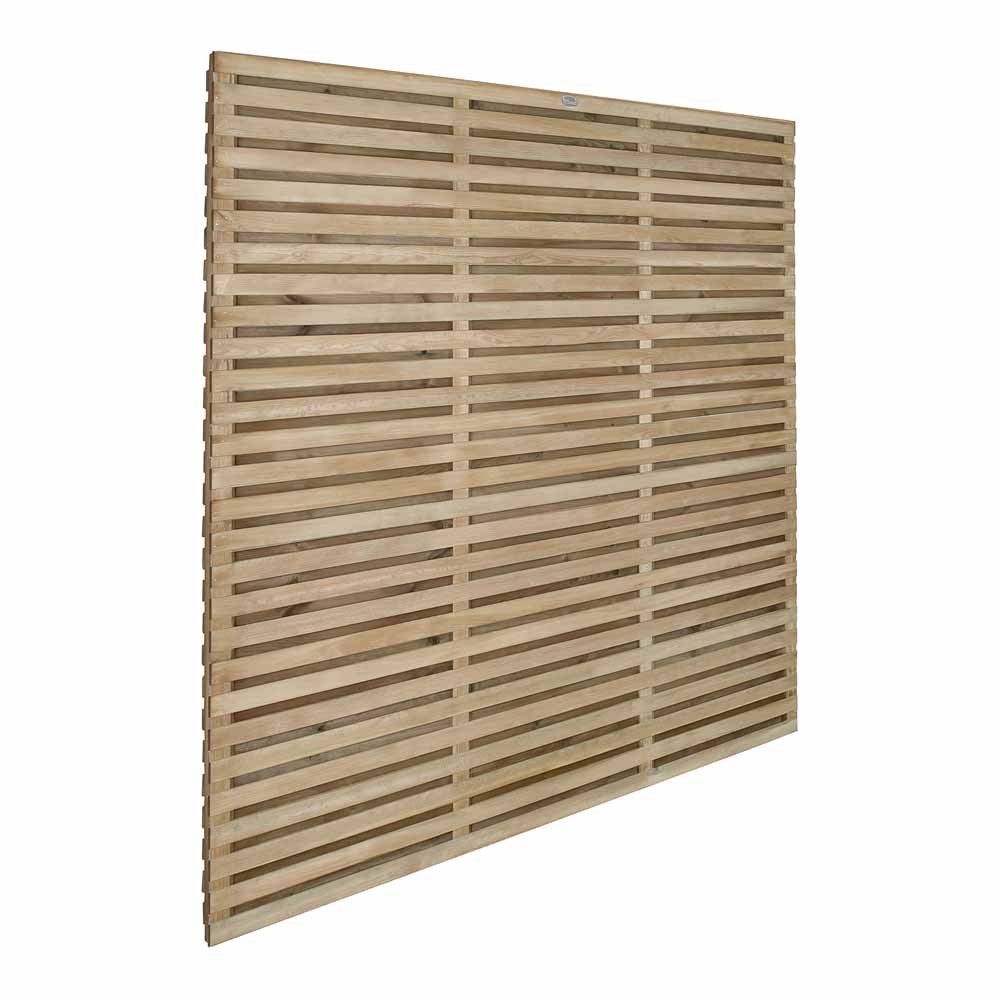 Forest Garden Contemporary Double Slatted 1.8m x 1.8m Pressure Treated Fence Panel Image 6